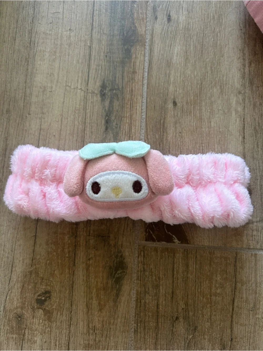 My Melody Pink Plush Headband with Mint Bow